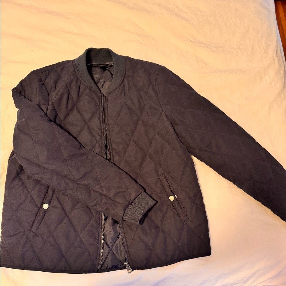 Women’s Black Quilted Bomber Jacket size L. New without tags.